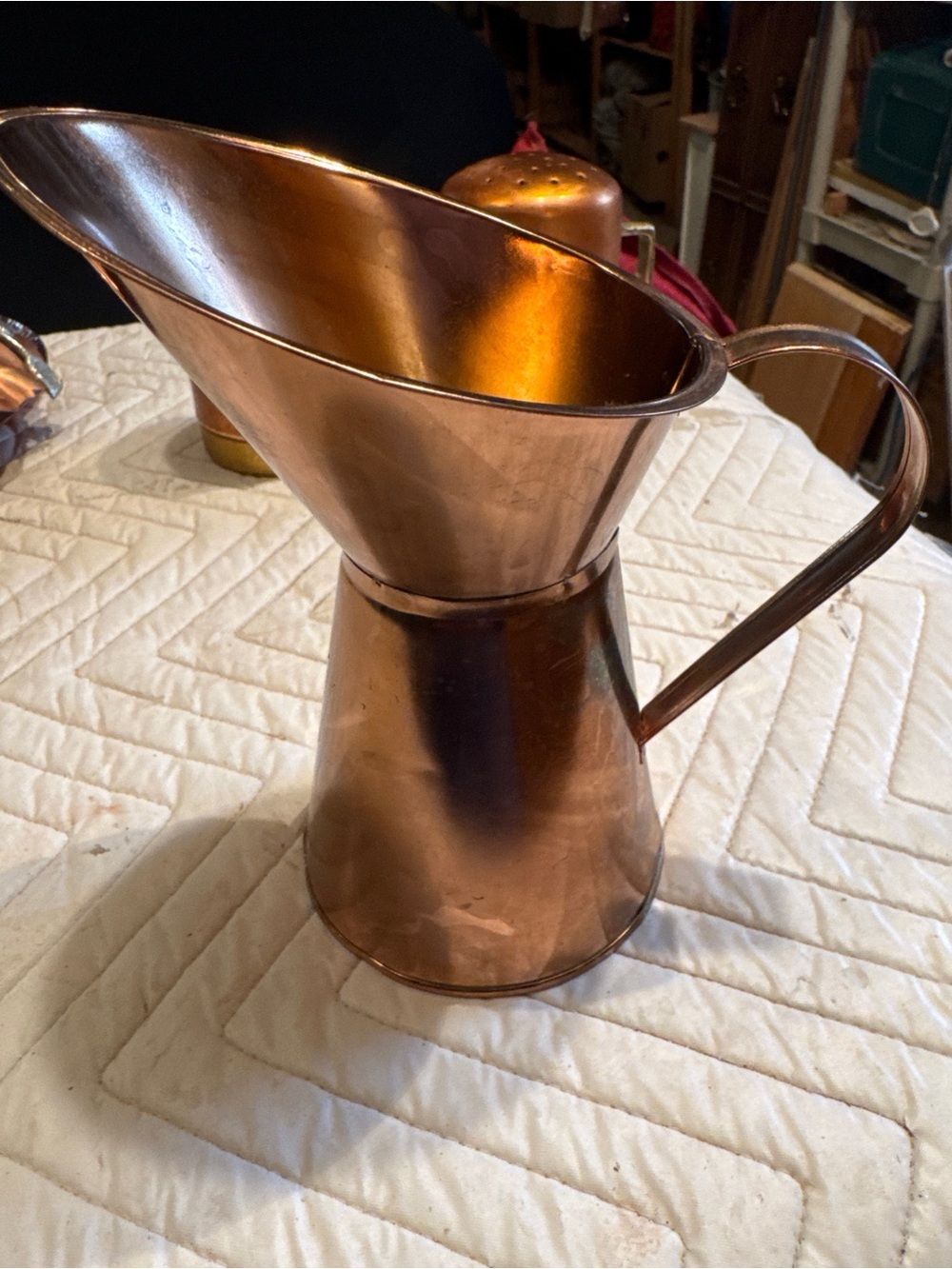 Rustic Copper Pitcher Vase - Warm Copper Finish